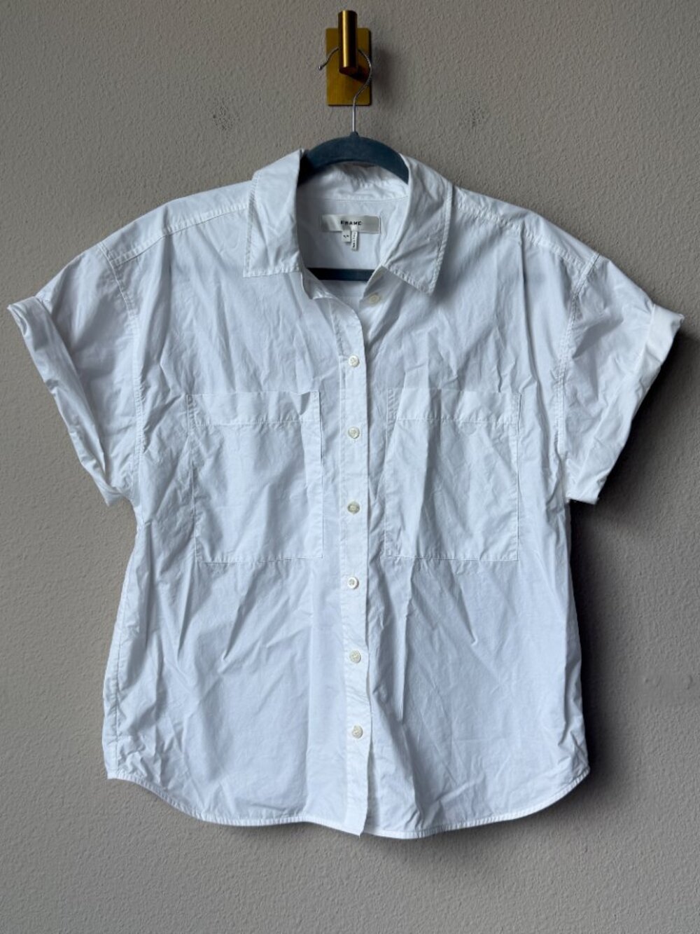 FRAME White Organic Cotton Button-Up Shirt Size M - Picture 2 of 6